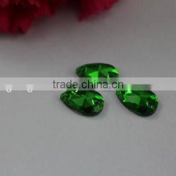 7*12mm Drop Green color Flat Back Hand sewing Glass Rhinestone