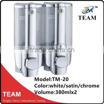 TM-20 Ningbo Taimu plastic wall mounted liquid double soap dispenser