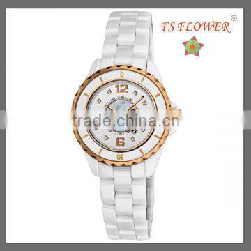 Rose Gold Roating Bezel Women Vogue Ceramic Watch French Fashion Luxury Brands Watch Ladies