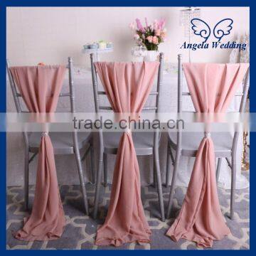 SH004A cheap elegant fancy wedding dusty pink chiffon chair sash with buckle