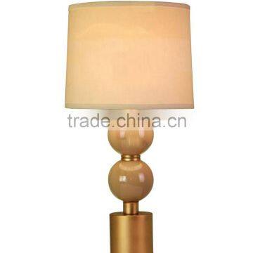 luxury gold cylinder base glass table lamp with beads decor and cylinder fabric shade for home decor