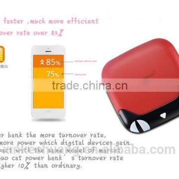 Guoguo 10400mah Cat Shape External Mobile Battery Charger Portable Power Bank for Iphone7