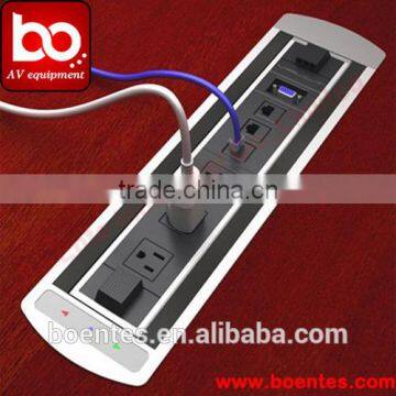 Office Desktop Rotatable US Power Socket with RJ45/VGA Plug for Conference Table Outlet