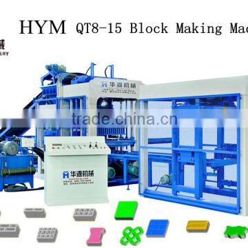 HYM Full automatic QT8-15 coal dust/fly ash/ steel slag/industrial waste brick making machine
