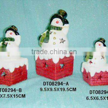 Ceramic snowman candle holder