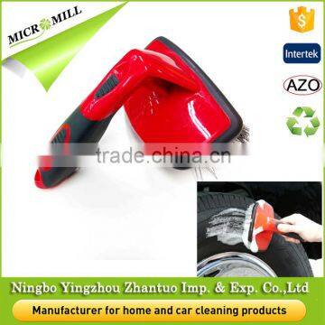 Car dust brush for wheel, red contoured cleaing tire brush