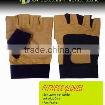 ARTIFICIAL LEATHER FITNESS GLOVES, LEATHER FITNESS GLOVES, HIGH QUALITY LEATHER FITNESS GLOVES WITH PADDING WITH LONG STRAPS