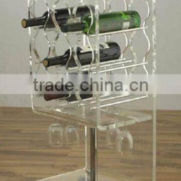 Acrylic Clear Wine Glass Trolley (HF-040)