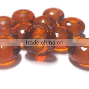 AAA Hessonite Color Quartz Stylist Roundel Big Hole Beads