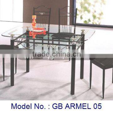 Glasstop metal dining set 2014 hot sale