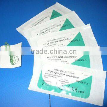 CE, ISO certificate, polyester suture with needle