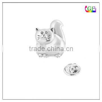 Silver Pet cat shaped lapel pin