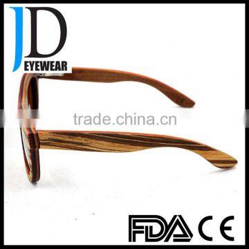 Latest Fashion Flat Top Zebra Wood Frames Stylish Girls Wooden Sunglasses