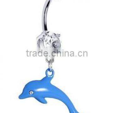 Blue dolphin navel ring belly ring navel belly jewelry body piercing