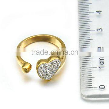 Wholesale Women Wedding Finger Ring Jewelry Latest Stainless Steel Crystal Gold Heart Ring photo-3