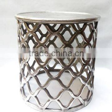 MESH DESIGN SIDE STOOL / COFFEE TABLE / HAND MADE ALUMINIUM