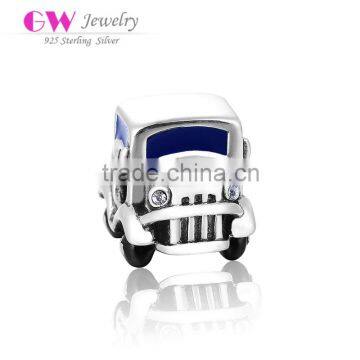 D196 silver enamel crystal charm,antique mini jeep car charm for bracelet