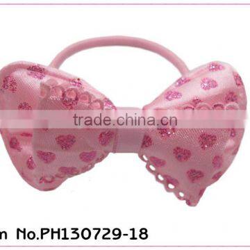 cute girls pink bowknot scrunchie with bow tie