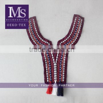 Customized machine embroidery fabric collar, elegant embroidery designs garment collars