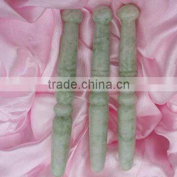 Chinese Traditional Medical Natural Jade Aventurin Rose Quartz Acupuncture Massage Stick photo-2