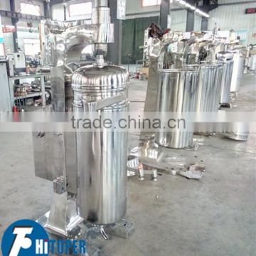 Tubular centrifuge of high filter fineness used for liquid extraction