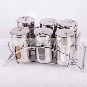 glass spice jar with stainless steel casing