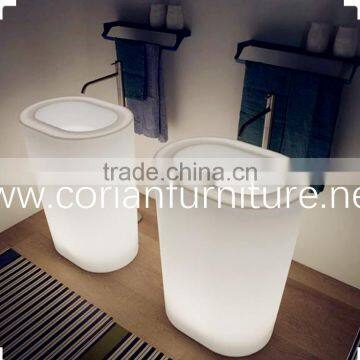 Ice white translucent bathroom stand basin