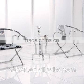 Handcraft Luxury Elegant High Back Fabric Armchair/leisure Chair/dining Chair With Stainless Steel Furnitre photo-3