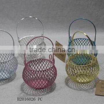 Round Metal Gift Basket With a Handle for Wedding Decoration photo-2