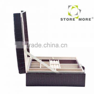 Leather Watch Organizer Storage Case Jewelry Box With Lock & Mirror photo-3