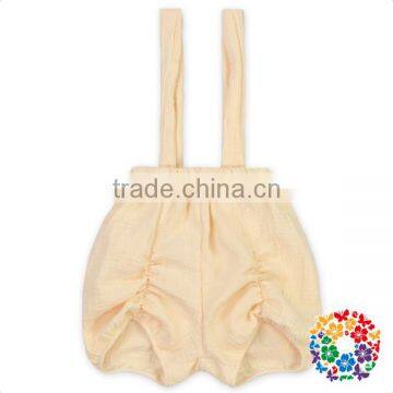Plain White Cotton Baby Girl Suspender Shorts Summer Strape Kids Ruffle Shorts photo-3
