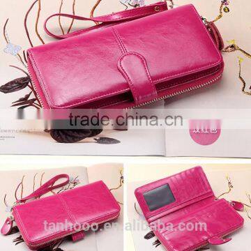 New Fashion Women Sheepskin Handbag Purse Leather Wallet Card Package Long Wallet photo-3