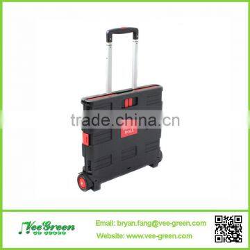 Plastic Folding Utility Cart/Lightweight Mobile Shopping Trolley photo-4