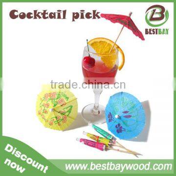 Best Sell Party Decoration Umbrella Wood Disposable Cocktail Picks photo-3