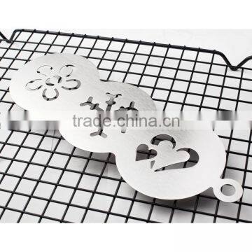 OEM Cheap 3 in 1 Stainless Steel Coffee Stencil Cupcake Cookie Stencils as Seen on tv photo-2