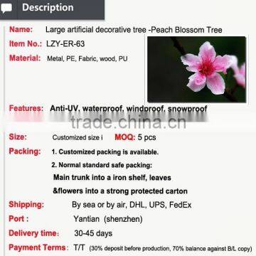 2015 New Product Artificial Pink Flower Lager Tree Large Outdoor Tree Christmas Ornament Peach Blossom photo-5