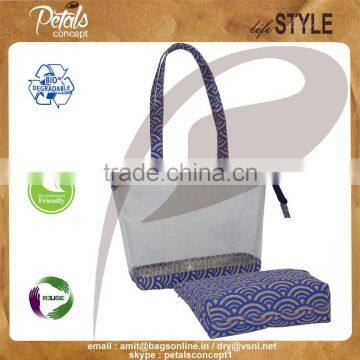 See Through Jute Tote With Pouch photo-5