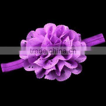 Pierced fabric flower hairbands for baby girls