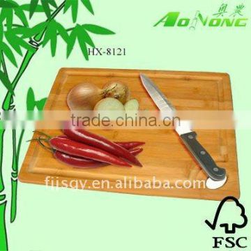 Square Bamboo Cutting Board with groove and hole handle