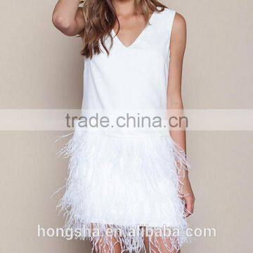 Alibaba Off White Swan Feather Crepe Dress Party Dresses For Girls Of 18 Years Old HSD5247