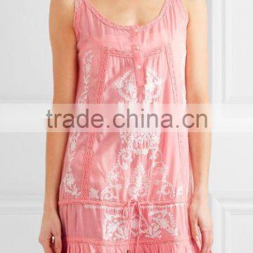 Pretty Boho Crochet-Trimmed Mexican Embroidered Semi-sheer Voile Beach Mini Dress Names Of Girls Dresses HSD5890 photo-2