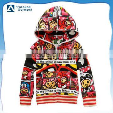 OEM 100% cotton allover full printing zipper hoody for chidren and kids