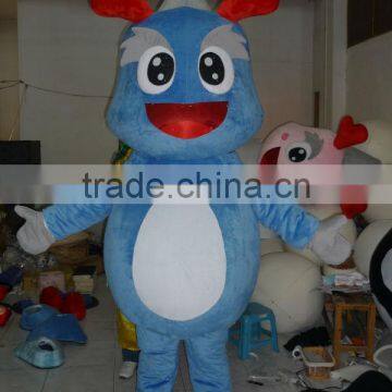 Blue Dragon With Red Horn Mascot Costume/Plush Dragon Mascot Costume