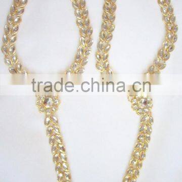 KUNDAN GOLD PAYAL Anklets Pair Toe Ring Barefoot Sandal photo-3