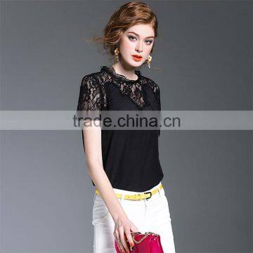 Maxnegio Short Sleeve New Fashion Lace Blouse Designs Korean Lace Top photo-2