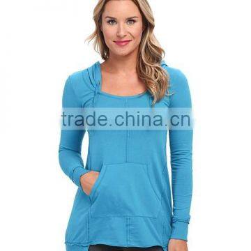 100 % Cotton European Style Plain Long Sleeve Classic Jersey Fabric Pullover Hoodie for Women photo-5