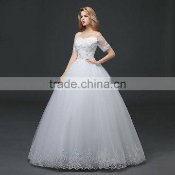 MGOO Elegant Custom Made White Crystal Wedding Dress Ball Gown Beach Bridal Dress Frock Style Tulle Designs Saree photo-3