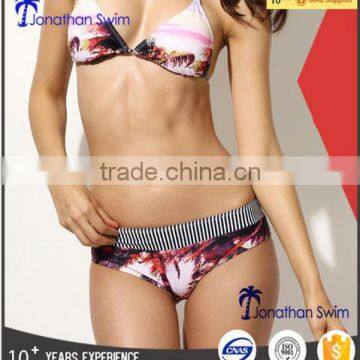 Western sexy colorful triangle nylon spandex bikini swimsuits.