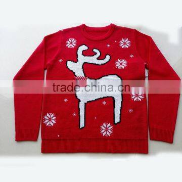 Red Jacquard Pattern Acrylic Women knitted Christmas Sweater