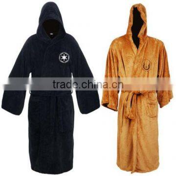 100% cotton quilted velour hooded bathrobe